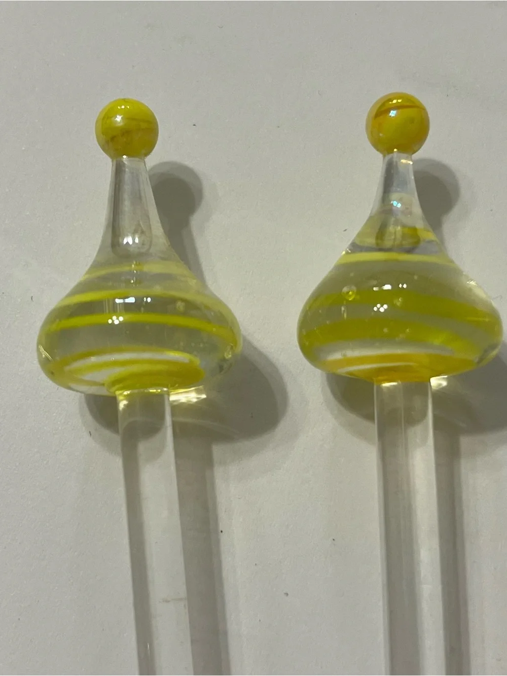 Pier One Hand Blown Glass Cocktail Stirrers Swizzle Sticks Barware Party Hats
